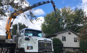 Articulating Grapple Saw next to home